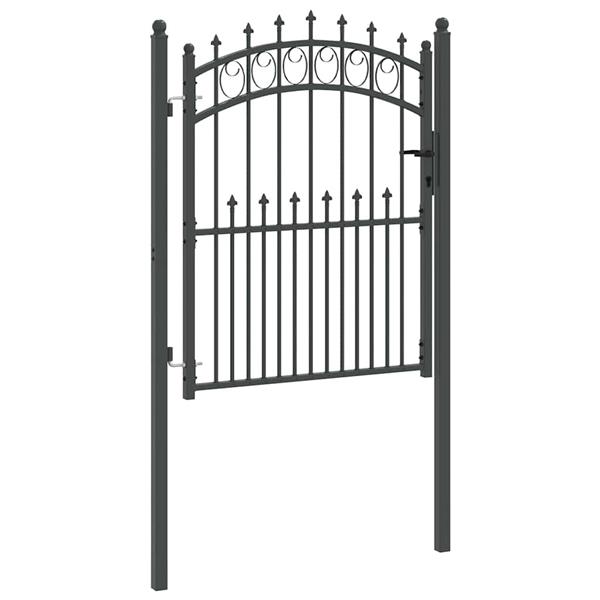 Grote foto vidaxl hekdeur met spijkers grijs 150 x 100 cm poedergecoat staal tuin en terras hekken en schuttingen