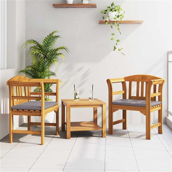 Grote foto vidaxl bank met kussen natuurlijke olie afwerking 68 5 x 46 x 82 5 cm tuin en terras tuinmeubelen