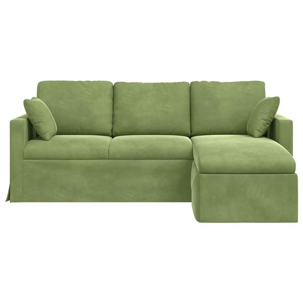 Grote foto vidaxl bank lichtgroen 198 x 134 x 80 cm fluweel huis en inrichting bankstellen