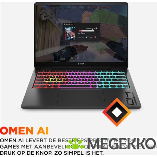 Grote foto hp omen transcend 14 fb1070nd 14 core ultra 9 rtx 5070 gaming laptop computers en software overige computers en software