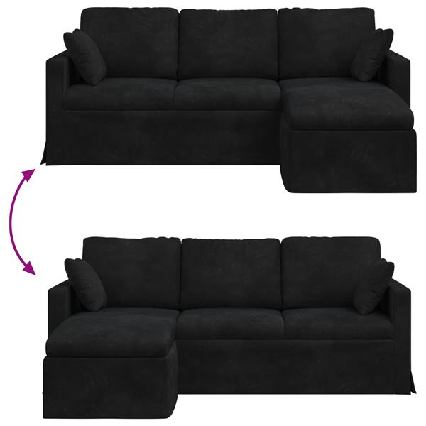 Grote foto vidaxl bank zwart 198 x 134 x 80 cm fluweel huis en inrichting bankstellen