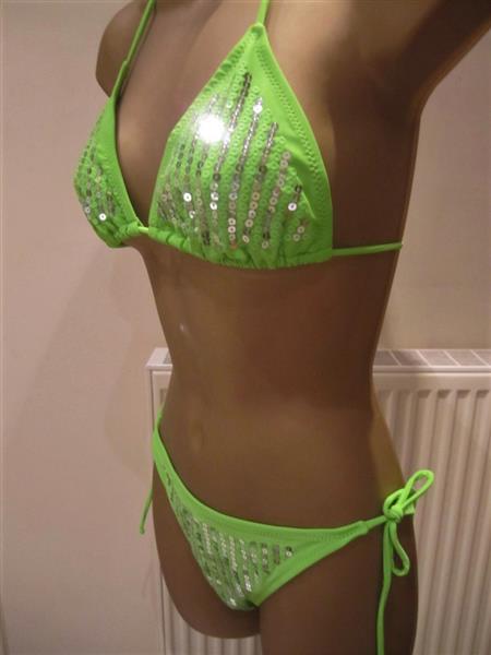 Grote foto felgroene bikini met paillettes van yamamay kleding dames badmode en zwemkleding