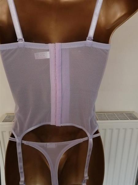 Grote foto lila doorzichtig torselet jarretelles en string kleding dames ondergoed en lingerie