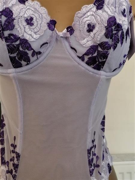 Grote foto lila doorzichtig torselet jarretelles en string kleding dames ondergoed en lingerie