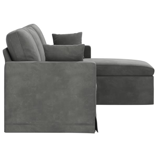 Grote foto vidaxl bank donkergrijs 198 x 134 x 80 cm fluweel huis en inrichting bankstellen