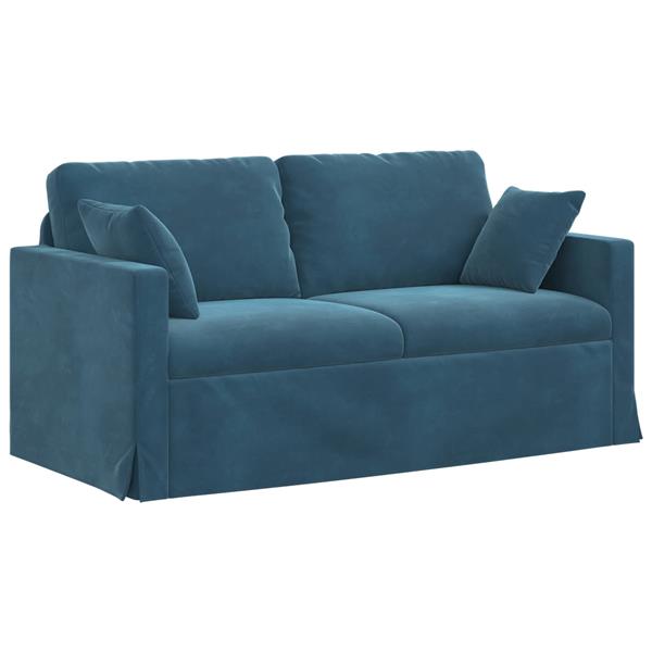 Grote foto vidaxl bank blauw 158 x 78 x 80 cm fluweel huis en inrichting bankstellen