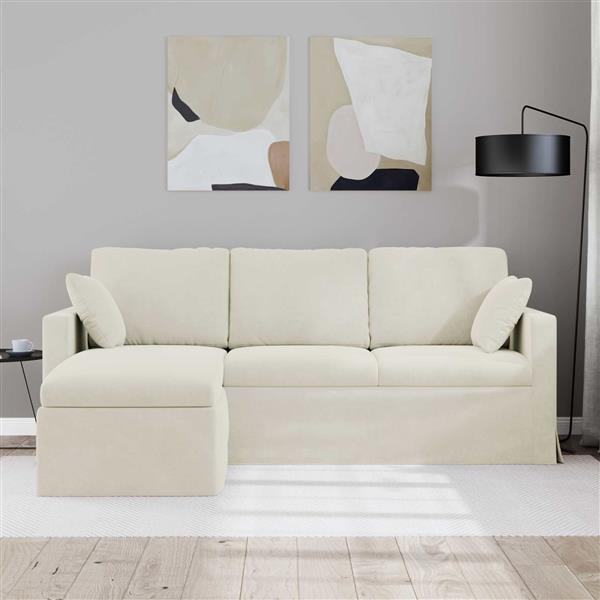 Grote foto vidaxl bank cr me 198 x 134 x 80 cm fluweel huis en inrichting bankstellen