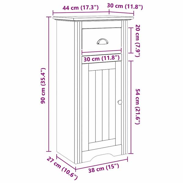 Grote foto vidaxl badkamer kast bodo honingbruin 44 x 30 x 90 cm bewerkt hout huis en inrichting complete badkamers