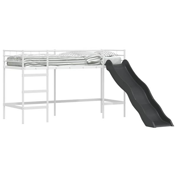 Grote foto vidaxl kinder loft bedframe met glijbaan wit en antraciet 90 x 190 cm antiek en kunst stoelen en banken