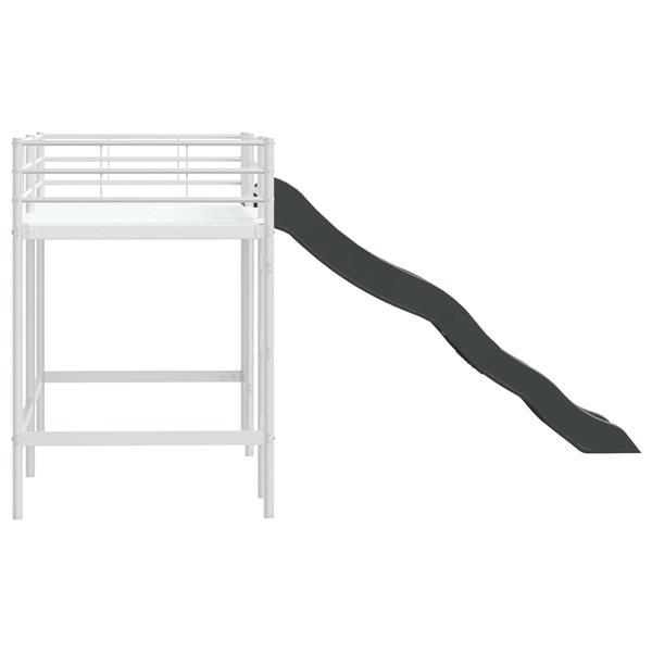Grote foto vidaxl kinder loft bedframe met glijbaan wit en antraciet 90 x 190 cm antiek en kunst stoelen en banken