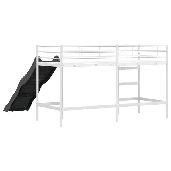 Grote foto vidaxl kinder loft bedframe met glijbaan wit en antraciet 90 x 190 cm antiek en kunst stoelen en banken
