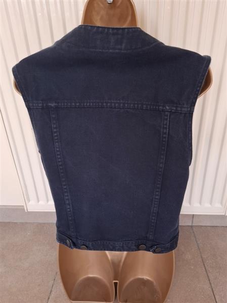 Grote foto vintage mouwloze marineblauwe jeansvest 38 kleding dames truien en vesten
