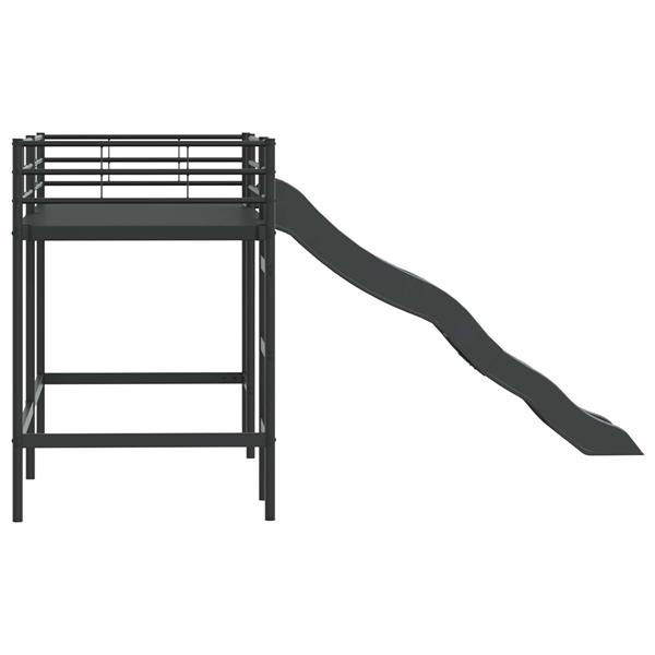 Grote foto vidaxl kinder loft bedframe met glijbaan zwart en anthraciet antiek en kunst stoelen en banken