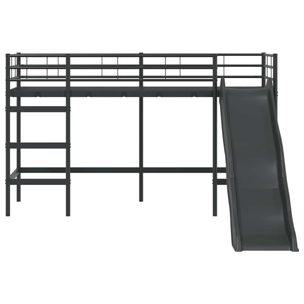 Grote foto vidaxl kinder loft bedframe met glijbaan zwart en anthraciet antiek en kunst stoelen en banken
