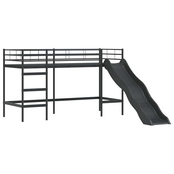 Grote foto vidaxl kinder loft bedframe met glijbaan zwart en anthraciet antiek en kunst stoelen en banken