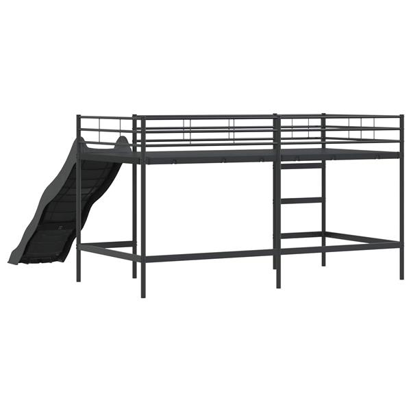 Grote foto vidaxl kinder loft bedframe met glijbaan zwart en anthraciet antiek en kunst stoelen en banken