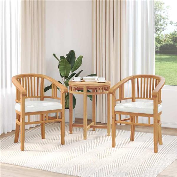 Grote foto vidaxl stoel met kussen 2 pcs bruin 63 x 58 x 89 cm massief teakhout tuin en terras tuinmeubelen