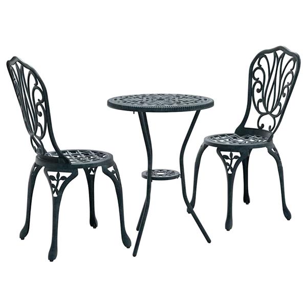 Grote foto vidaxl tuin bistro set 3 pcs groen aluminium tuin en terras tuinmeubelen