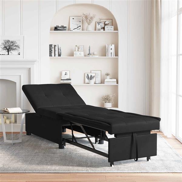 Grote foto vidaxl uittrekbare slaapbank zwart 194 x 67 x 82 cm microvezel huis en inrichting bankstellen