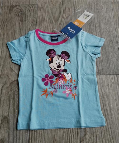 Grote foto anijsblauw minnie mouse shirt met glittertjes kinderen en baby maat 104