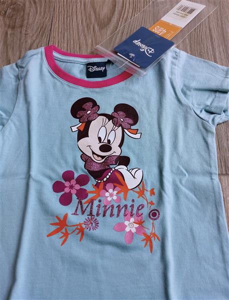 Grote foto anijsblauw minnie mouse shirt met glittertjes kinderen en baby maat 104