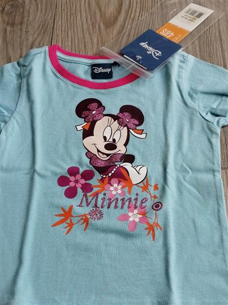 Grote foto anijsblauw minnie mouse shirt met glittertjes kinderen en baby maat 104