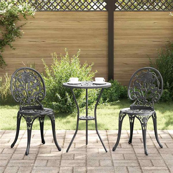 Grote foto vidaxl tuin bistro set 3 pcs zwart aluminium tuin en terras tuinmeubelen