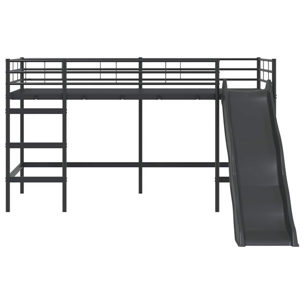 Grote foto vidaxl kinder loft bedframe met glijbaan zwart en anthraciet antiek en kunst stoelen en banken
