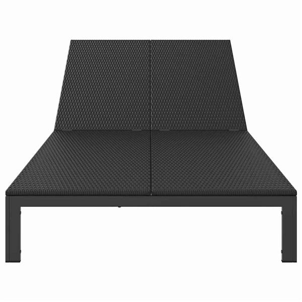 Grote foto vidaxl ligstoel 1 persoon zwart 206 x 62 5 x 74 cm poly rattan tuin en terras tuinmeubelen