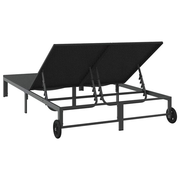 Grote foto vidaxl ligstoel 1 persoon zwart 206 x 62 5 x 74 cm poly rattan tuin en terras tuinmeubelen