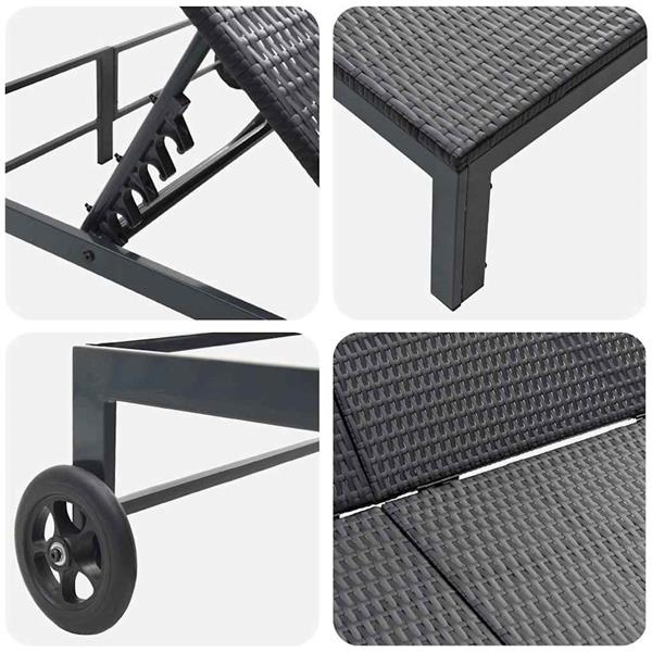 Grote foto vidaxl ligstoel 1 persoon zwart 206 x 62 5 x 74 cm poly rattan tuin en terras tuinmeubelen