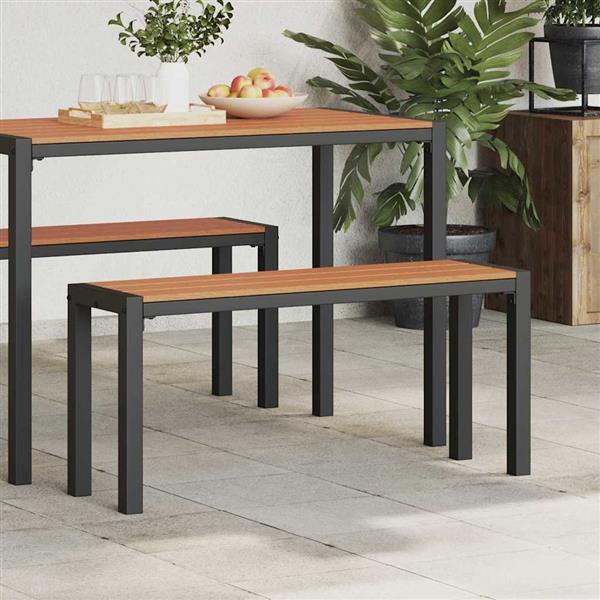 Grote foto vidaxl tuinbank bruin 100 x 28 x 45 cm staal tuin en terras tuinmeubelen