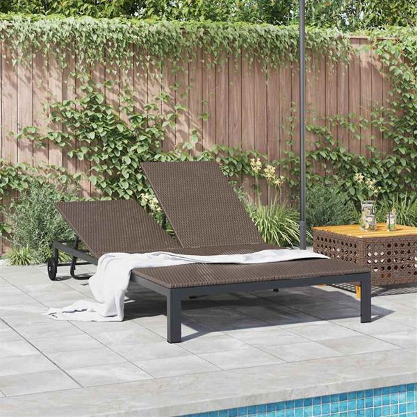 Grote foto vidaxl ligstoel bruin 206 x 115 x 75 cm poly rattan tuin en terras tuinmeubelen