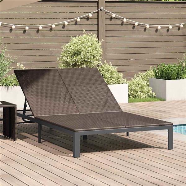 Grote foto vidaxl ligstoel bruin 206 x 115 x 75 cm poly rattan tuin en terras tuinmeubelen