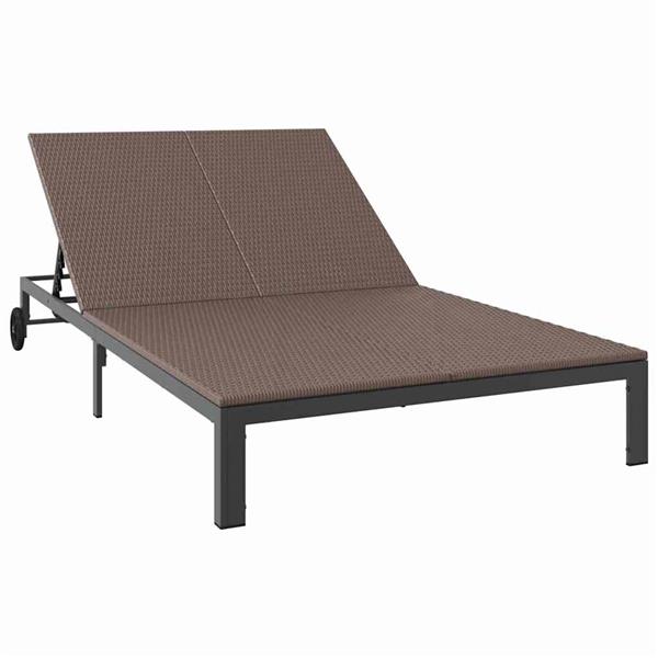 Grote foto vidaxl ligstoel bruin 206 x 115 x 75 cm poly rattan tuin en terras tuinmeubelen