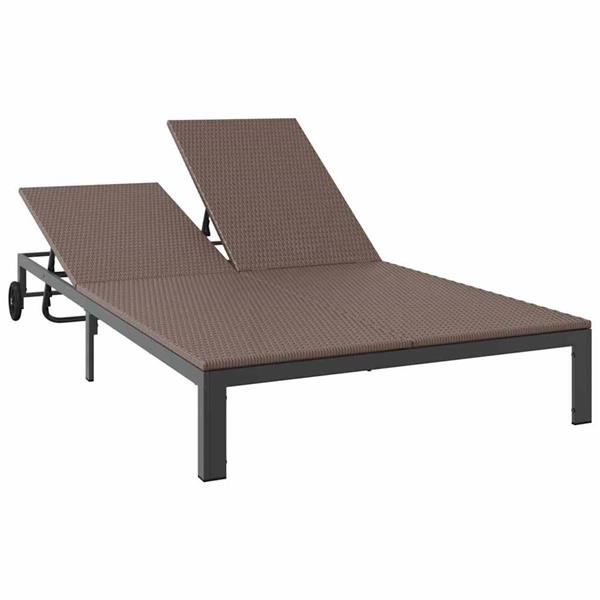 Grote foto vidaxl ligstoel bruin 206 x 115 x 75 cm poly rattan tuin en terras tuinmeubelen