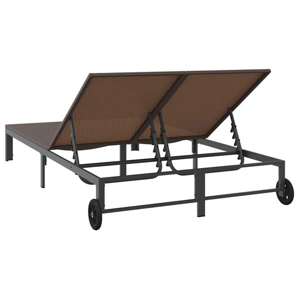 Grote foto vidaxl ligstoel bruin 206 x 115 x 75 cm poly rattan tuin en terras tuinmeubelen