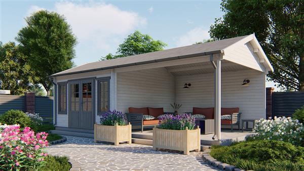 Grote foto blokhut tuinhuis kwaspa 44 mm vuren tuin en terras tuinhuisjes en blokhutten