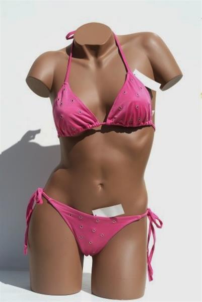 Grote foto trendy bikini met pareo in framboise kleur kleding dames badmode en zwemkleding
