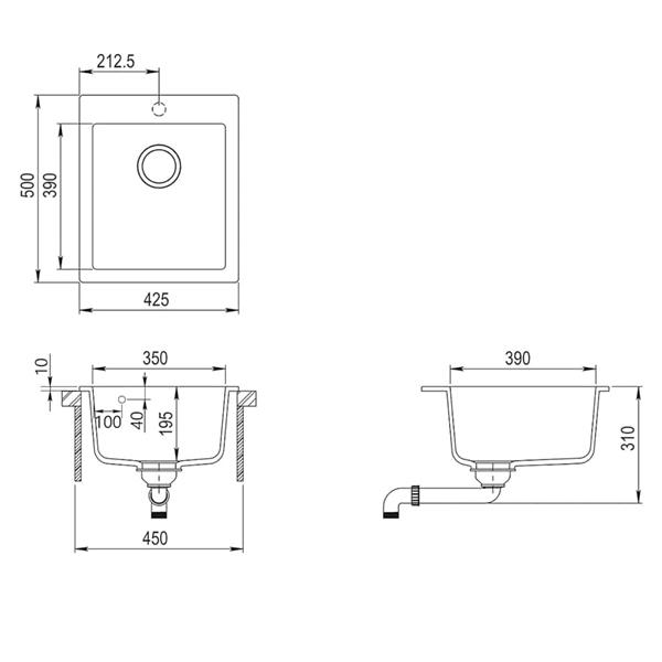Grote foto vidaxl spoelbak opbouw enkele bak graniet zwart huis en inrichting keukens