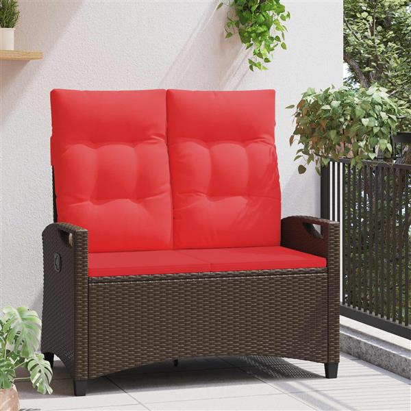 Grote foto vidaxl tuinbank bruin en rood 105 x 60 x 112 cm staal en polyester tuin en terras tuinmeubelen