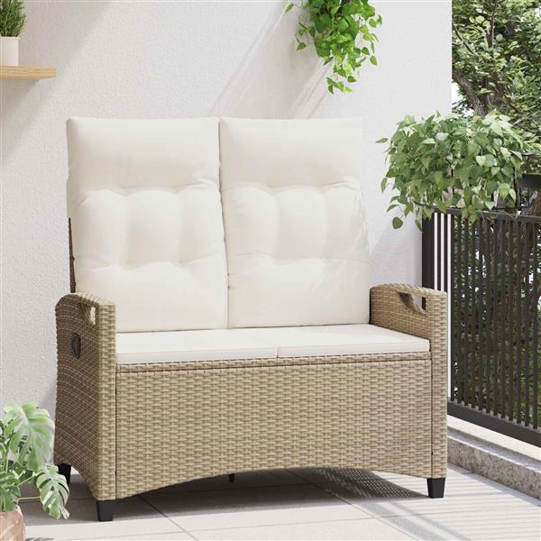 Grote foto vidaxl tuinbank beige en cr me 105 x 60 x 112 cm staal en polyester tuin en terras tuinmeubelen