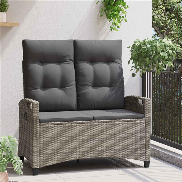 Grote foto vidaxl tuinbank met kussen grijs en donkergrijs 105 x 60 x 112 cm tuin en terras tuinmeubelen