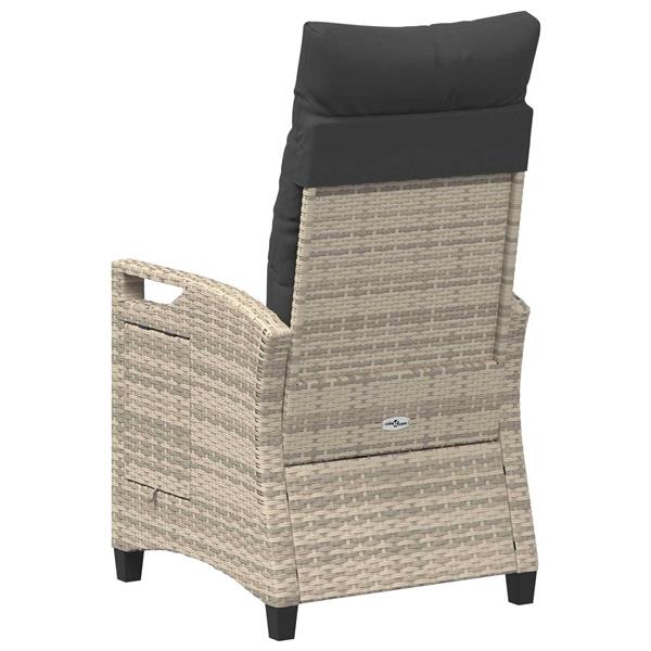 Grote foto vidaxl verstelbare tuinstoel licht grijs en donker grijs poly rattan tuin en terras tuinmeubelen