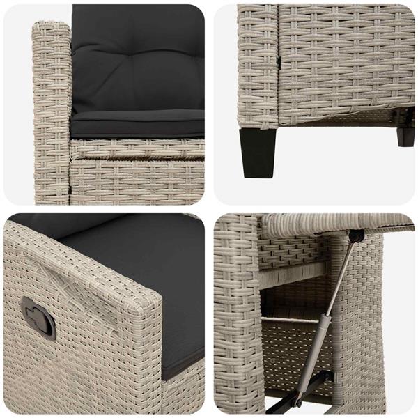 Grote foto vidaxl verstelbare tuinstoel licht grijs en donker grijs poly rattan tuin en terras tuinmeubelen