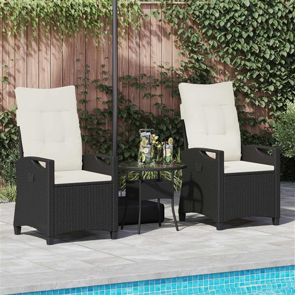 Grote foto vidaxl tuinstoel 2 pcs zwart en cr me 56 x 60 x 112 cm tuin en terras tuinmeubelen