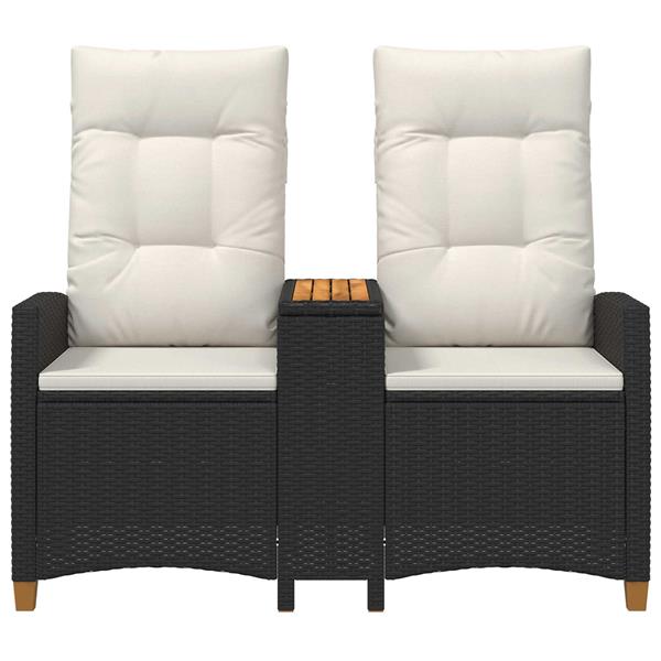 Grote foto vidaxl ligbank met tafel zwart en cream wit 126 x 65 x 112 cm tuin en terras tuinmeubelen