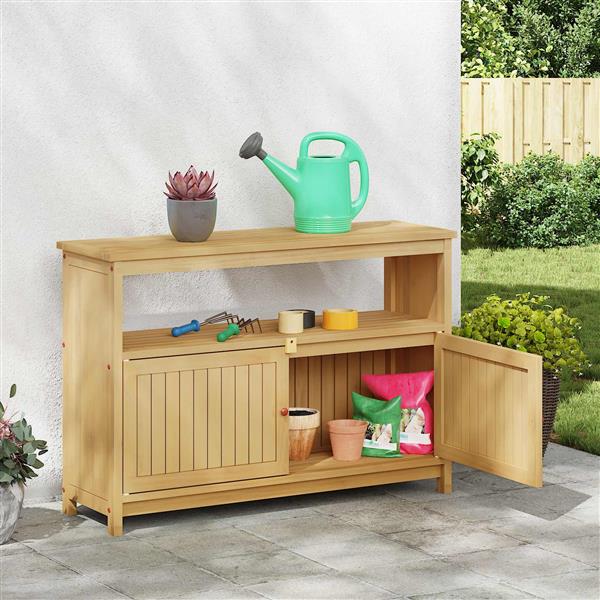 Grote foto vidaxl tuin console tafel met opslag licht acacia 110 x 35 x 75 cm tuin en terras tuinmeubelen