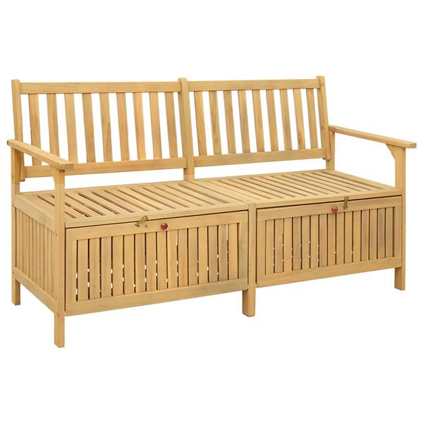 Grote foto vidaxl opslagbank met opslag 148 x 63 x 84 cm massief acacia tuin en terras tuinmeubelen