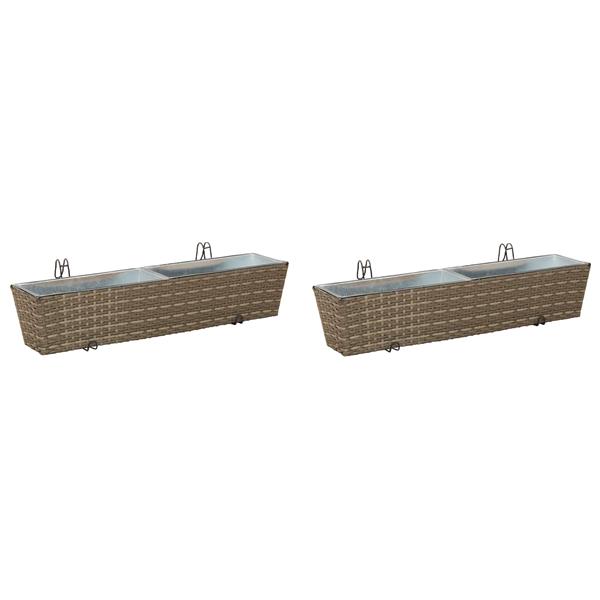 Grote foto vidaxl reling 2 pcs 80 x 17 x 17 cm metaal tuin en terras overige tuin en terras